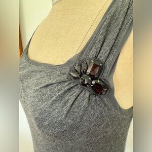 NEW - J. Crew Embellished Tank in dark grey size L
